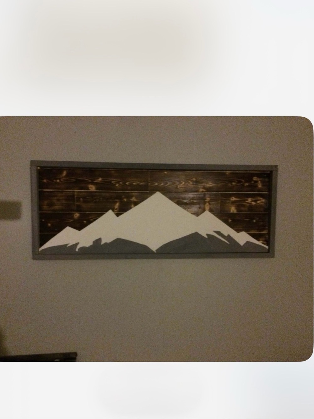 Rustic Mountain Wall Art Panel in White and Brown